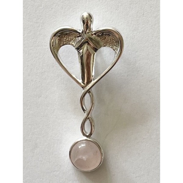 Pendant Silver Rose Quartz Healing Angel